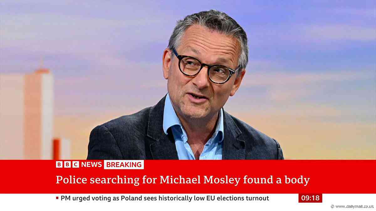 Moment the BBC announced a body had been found in search for missing Mail columnist Dr Michael Mosley
