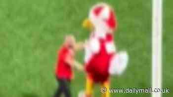 Sydney Swans vs Geelong: Wild moment footy mascot enters the field BEFORE the final siren as security are forced to escort him away from play