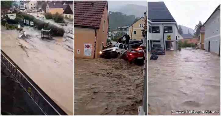 Maltempo in Austria: inondazioni e vento forte colpiscono la Stria. Persone si mettono in salvo salendo sui tetti delle auto (video)