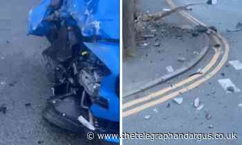 Dramatic images of smashed up BMW following Bradford crash