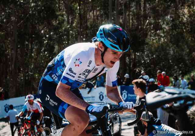 Canadian rider Derek Gee celebrates podium finish in Critérium du Dauphiné