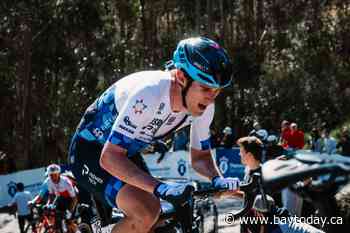 Canadian rider Derek Gee celebrates podium finish in Critérium du Dauphiné