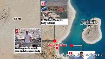 How Dr Mosley waved goodbye to his wife after an idyllic morning on the beach and headed off into the mountains of Symi... but 'died barely two hours later' within earshot of a busy resort: Inside the tragic end to the five-day search