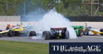IndyCar teammates collide in first turn tangle