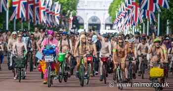 Thousands of naturists pedal UK streets for bizarre mass naked bike ride protest