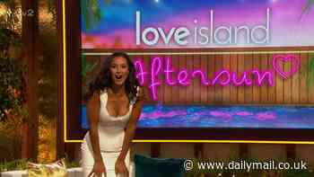 Maya Jama puts on a busty display in a plunging white fitted dress as she opens Love Island: Aftersun - and admits she's  concerned about how she is going to sit down