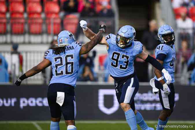 Cameron Dukes throws three TDs, rushes for another in leading Argos past Lions
