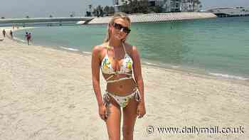 Coronation Street's Lucy Fallon soaks up the sun in a lemon print bikini on a family getaway to Dubai with footballer boyfriend Ryan Ledson and their son