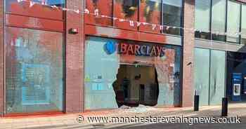 Campaign group Palestine Action smash up TWO Barclays banks in Greater Manchester with police called
