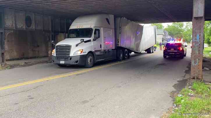 Semi truck strikes bridge on Walden near Lathrop