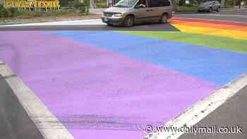 Three Washington teens are facing TEN YEARS in jail after making skid marks on LGBT rainbow road mural while riding e-scooters