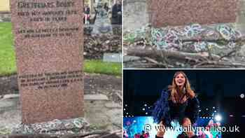 Swifties are slammed for 'dumping their rubbish' after leaving behind friendship bracelets at grave of Greyfriars Bobby in Edinburgh