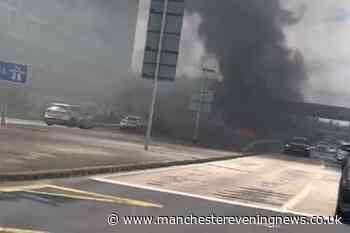 Dramatic moment car becomes engulfed in flames on M56 near Manchester Airport