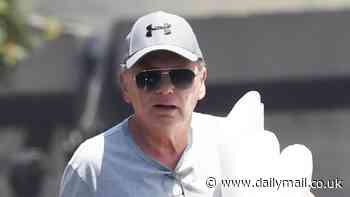 Pat Sajak steps out in monochromatic style while running errands in Los Angeles after recently retiring as host of Wheel Of Fortune game show