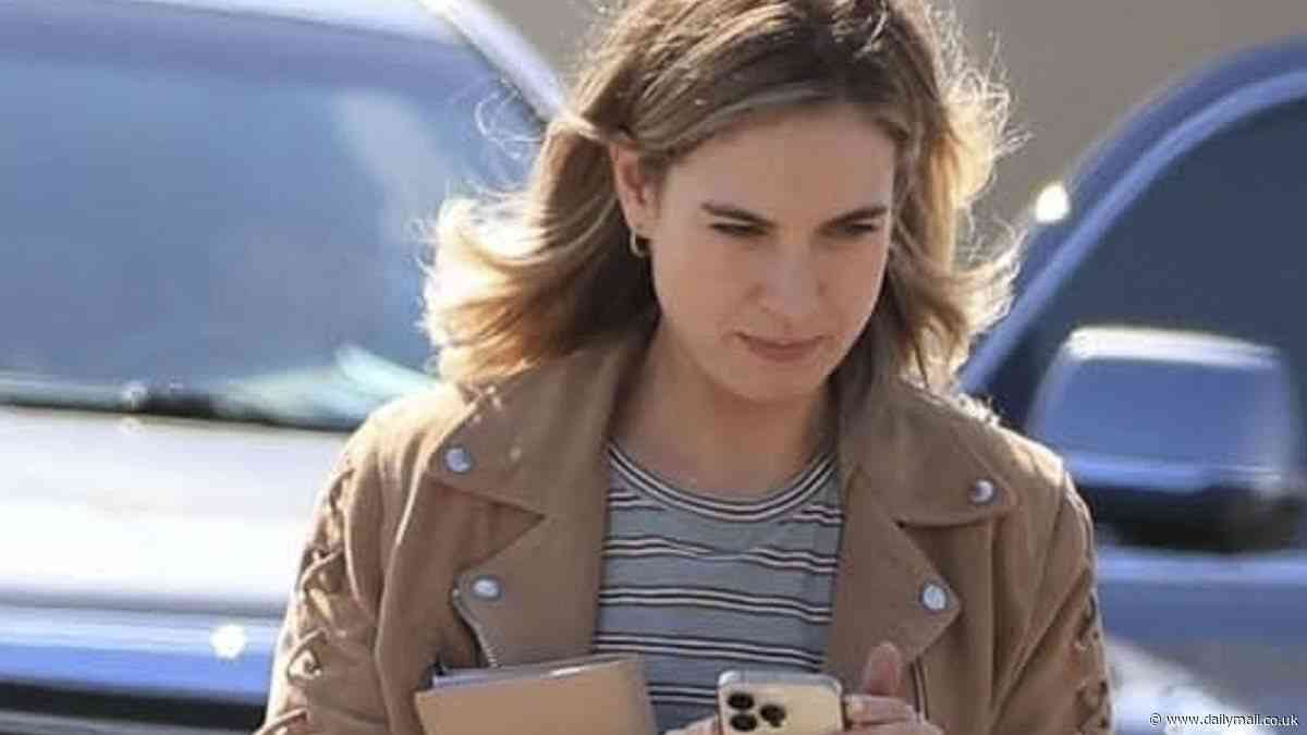 Lily James spotted on the Los Angeles set of Swiped where she plays Bumble CEO Whitney Wolfe Herd