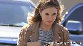 Lily James spotted on the Los Angeles set of Swiped where she plays Bumble CEO Whitney Wolfe Herd
