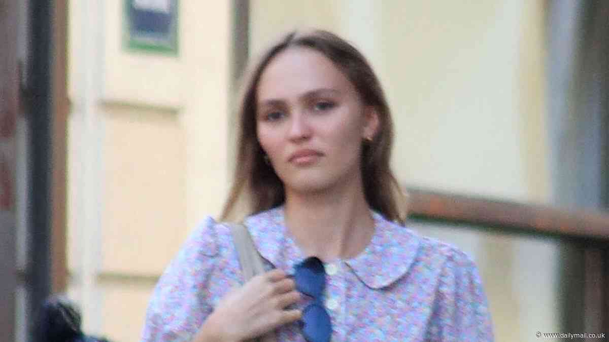 Lily-Rose Depp looks chic in a leggy mini skirt and vintage-style crop top as she runs errands in Paris