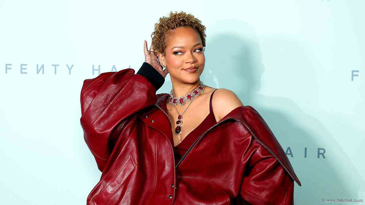 Rihanna shows off her natural locks as she makes a radiant appearance at the launch of her new Fenty Hair line in LA