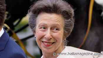 Princess Anne is a vision in satin wedding guest skirt and bridal white accessories