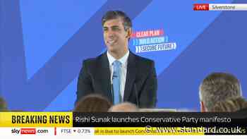 Tory manifesto LIVE: Rishi Sunak launching party's election platform with tax cut pledge