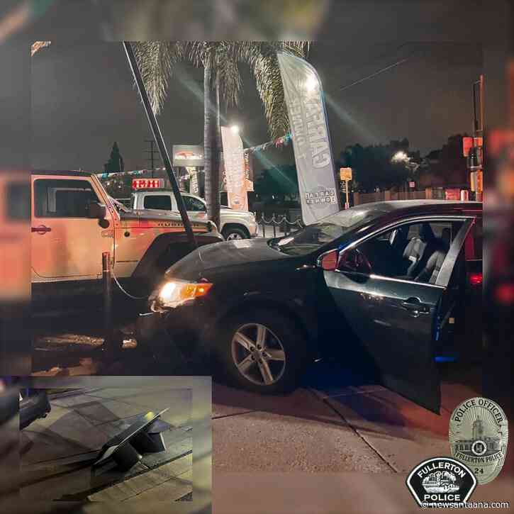 A drunk driver crashed into a traffic signal in front of a police officer in North O.C.