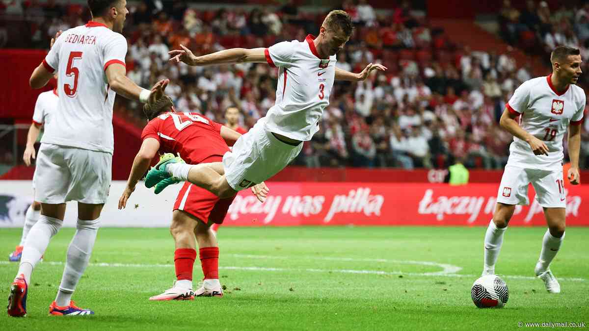 The WORST dive in history? Polish star Pawel Dawidowicz is slammed for theatrically trying to win a penalty against Turkey... as fans joke: 'Tom Daley would be proud of that one!'