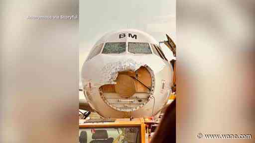 LOOK: Hail damages plane mid-flight