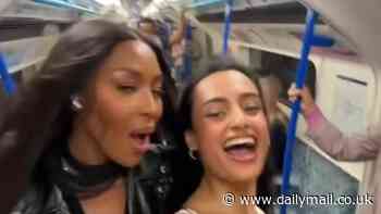 Naomi Campbell stuns commuters on the Victoria Line as she joins TikTok star Sabrina Bahsoon to dance on the London Underground