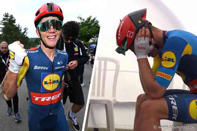 VIDEO. Thibau Nys tot tranen toe bewogen na ritzege in Ronde van Zwitserland: “Het zo afmaken zorgt voor heel wat emoties”