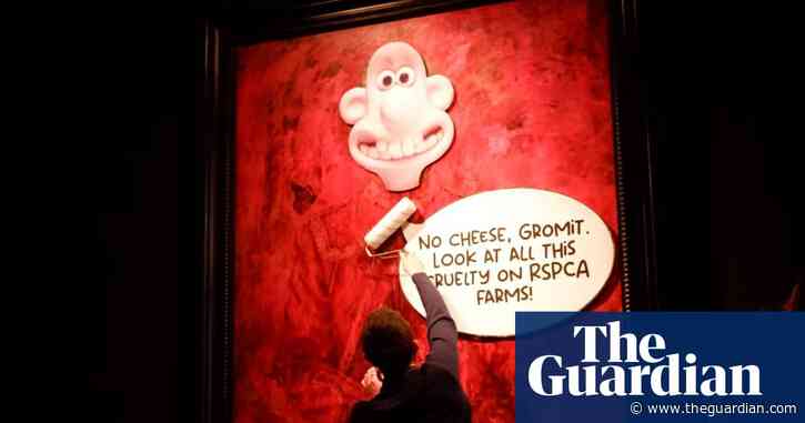 Wallace and Gromit image pasted over king’s portrait by animal rights activists