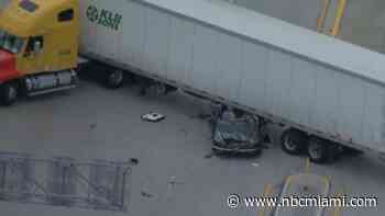 Video shows car squashed under 18-wheeler on Flamingo Road in Pembroke Pines