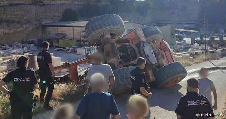 ‘Drunk’ tourist steals £295,000 bulldozer before crashing it in holiday hotspot
