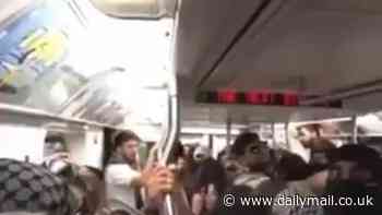 Chilling moment pro-Palestinian mob on NYC subway train chant 'raise your hands if you're a Zionist, this is your chance to get out'