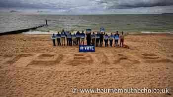Bournemouth beach: Tory launches campaign with name in sand