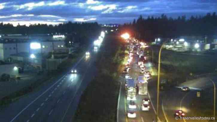 Highway 1 closed westbound in Abbotsford Tuesday night