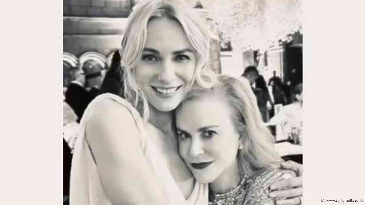 Nicole Kidman stuns in a silver embellished top as she cuddles up to Naomi Watts at her second wedding to Billy Crudup in Mexico City