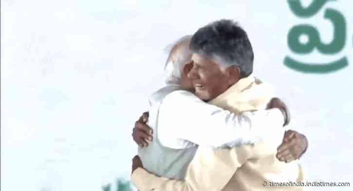 Chandrababu Naidu gets emotional after taking oath as Andhra Pradesh CM, gets a hug from PM Modi