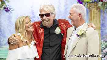 Richard Branson steps in for Elvis impersonator as he officiates the wedding of two Virgin Atlantic employees