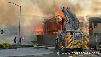 4 Calif. FDs face several burning structures at construction site