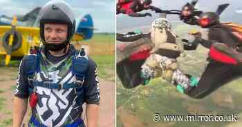 Moment skydiver realises parachute fails as he falls 13,000ft to his death