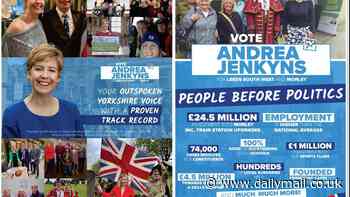 Tory Dame Andrea Jenkyns issues 'misleading' campaign leaflet with snap of her posing next to Reform leader Nigel Farage - but no picture of Rishi Sunak and no clear mention of the Conservatives