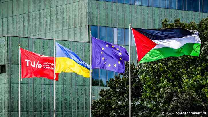 Demonstraten vervangen Brabantse vlag voor Palestijnse vlag op de TU/e