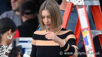 Jessica Biel flashes the flesh in see-through striped dress on set of new thriller The Better Sister in NYC