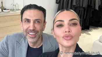 Kim Kardashian and cosmetic dermatologist Dr. Simon Ourian catch up - and she jokes he's practically her 'therapist' after seeing him for years