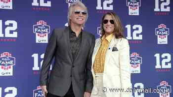 Jon Bon Jovi and wife Dorothea Hurley put on a show of unity at Tom Brady induction into Patriots Hall of Fame - after he hinted he'd been unfaithful during 35-year long marriage