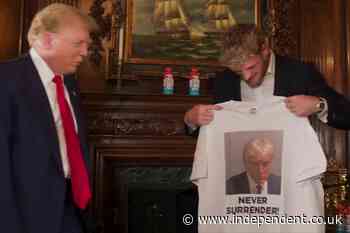 Trump gives mugshot T-shirt to Logan Paul: ‘This is what we’re reduced to’