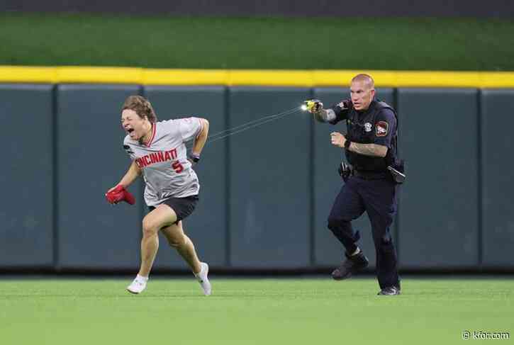VIDEO: Fan gets Tasered after backflipping on field at Reds-Guardians game