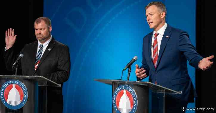 Utah Rep. Blake Moore and GOP primary election challenger debate Ukraine aid and U.S. debt