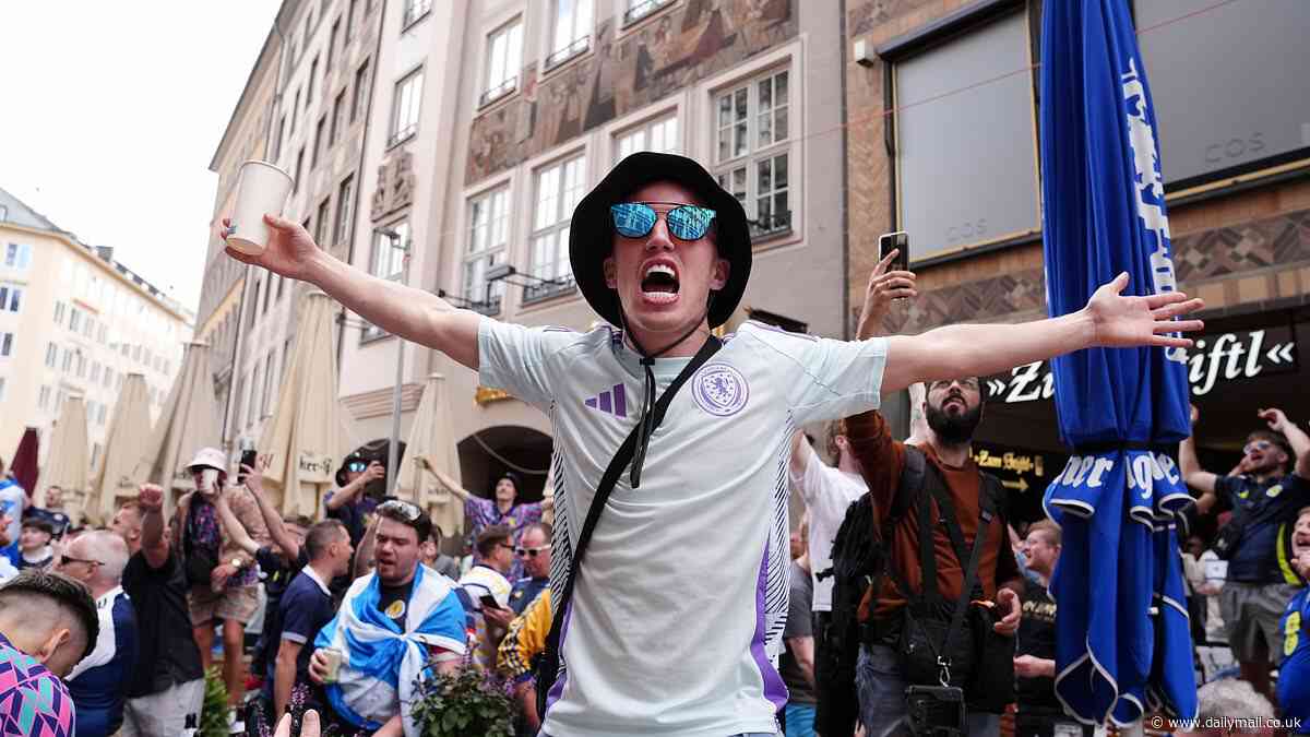 Munich turns tartan! Thousands of Scotland fans bring the German city's central square to a standstill as they flock to bars to down steins of the local lager - and there's still 24 hours before the tournament even starts!