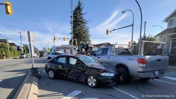 Dodge Dart driver runs red light in Mission, nearly totals their vehicle